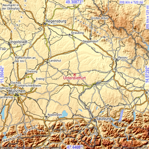 Topographic map of Unterdietfurt