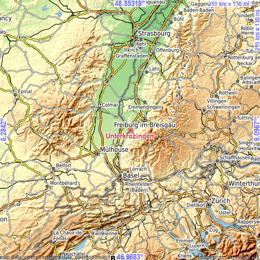 Topographic map of Unterkrozingen