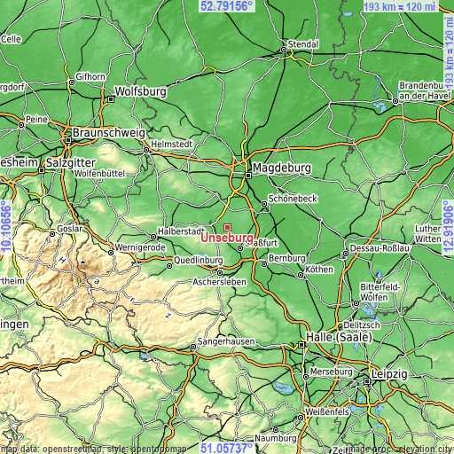 Topographic map of Unseburg