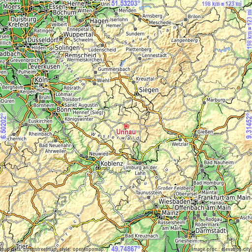 Topographic map of Unnau