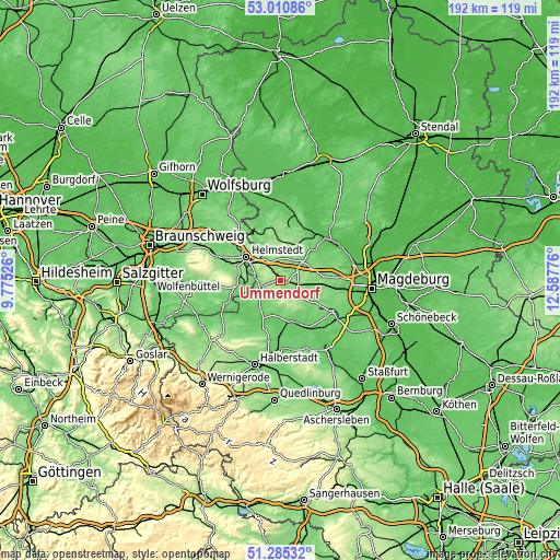 Topographic map of Ummendorf