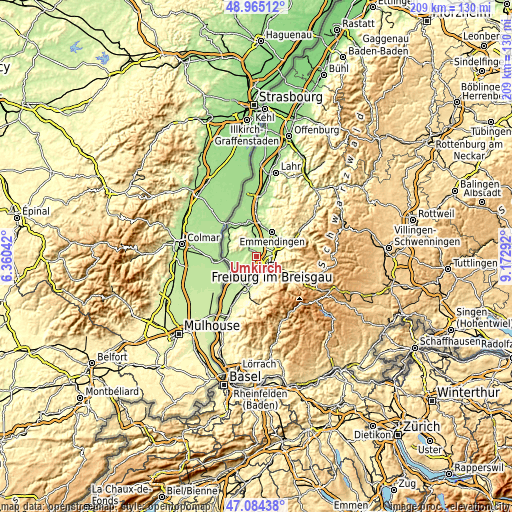 Topographic map of Umkirch