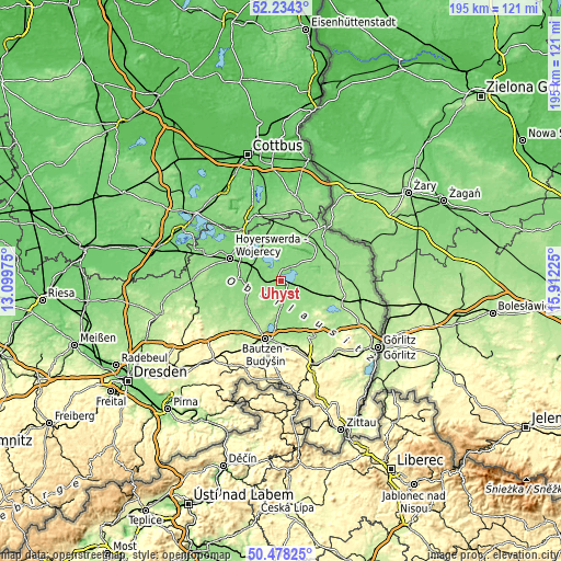 Topographic map of Uhyst