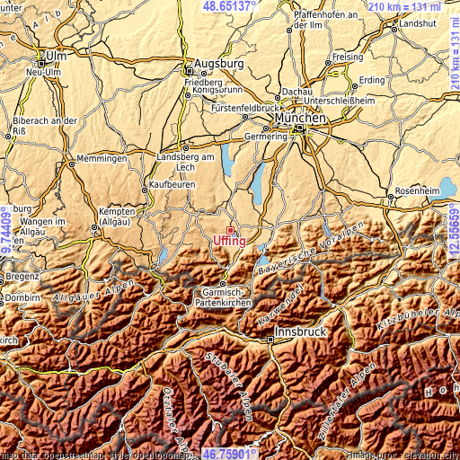 Topographic map of Uffing