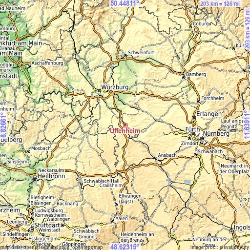 Topographic map of Uffenheim