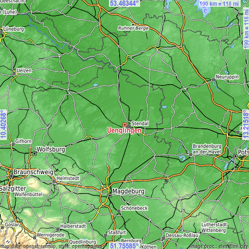 Topographic map of Uenglingen