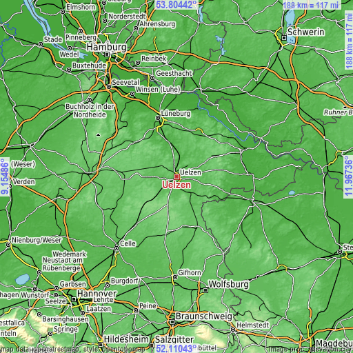 Topographic map of Uelzen