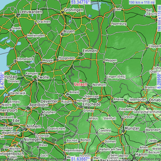 Topographic map of Uelsen