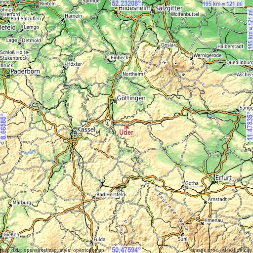 Topographic map of Uder