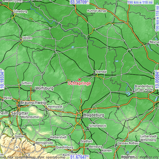 Topographic map of Uchtspringe