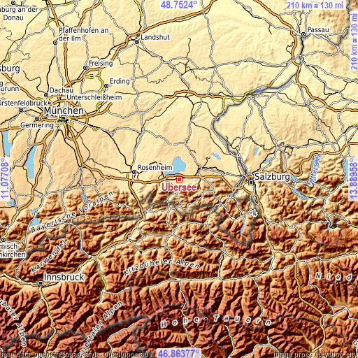 Topographic map of Übersee