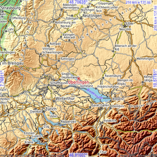 Topographic map of Überlingen