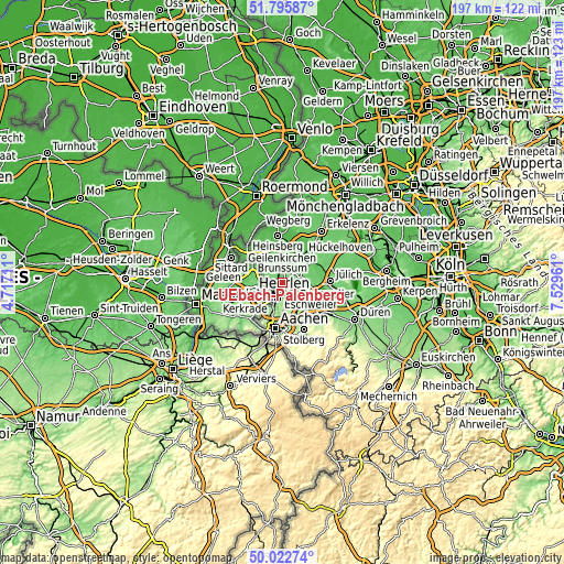 Topographic map of Übach-Palenberg