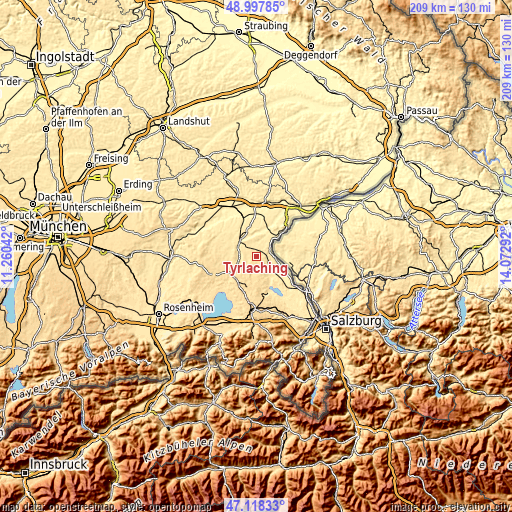 Topographic map of Tyrlaching