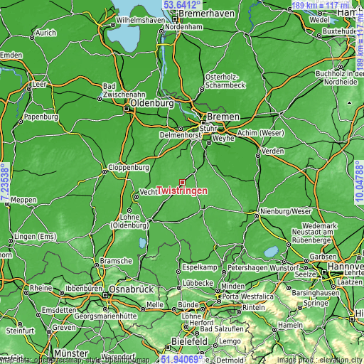 Topographic map of Twistringen