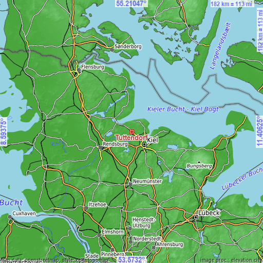 Topographic map of Tüttendorf