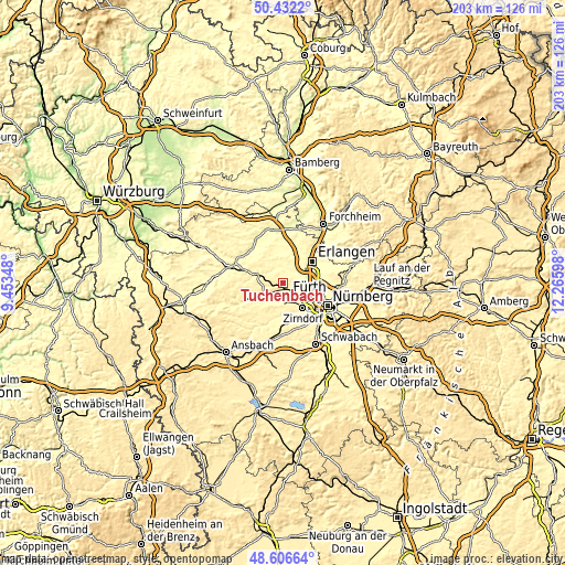 Topographic map of Tuchenbach