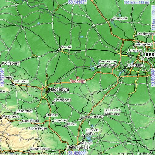 Topographic map of Tucheim