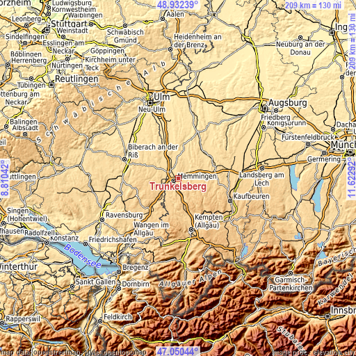 Topographic map of Trunkelsberg