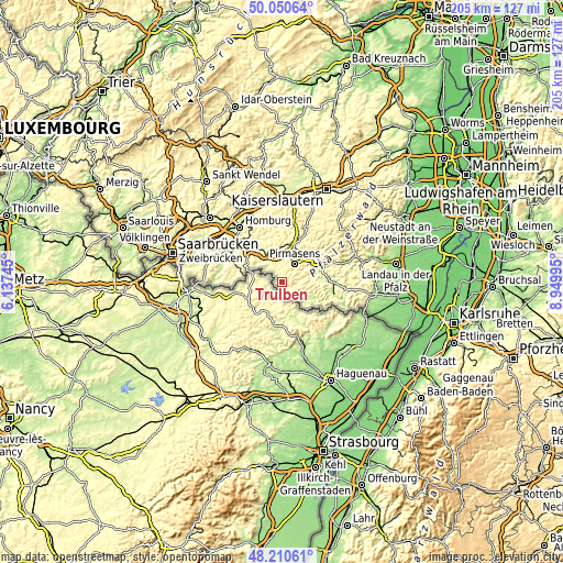 Topographic map of Trulben