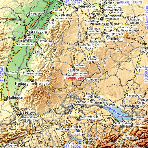 Topographic map of Trossingen