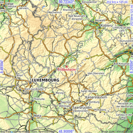 Topographic map of Trittenheim