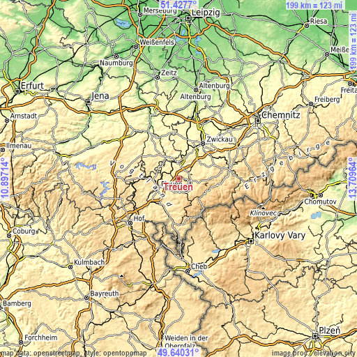 Topographic map of Treuen