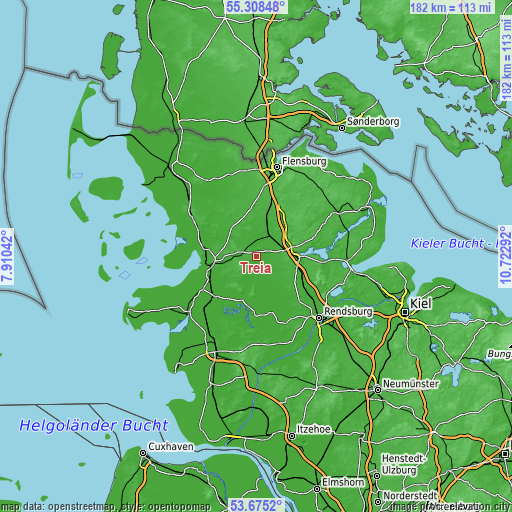 Topographic map of Treia