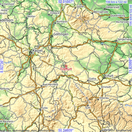 Topographic map of Treffurt