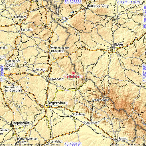 Topographic map of Treffelstein