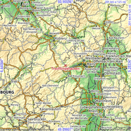 Topographic map of Trechtingshausen