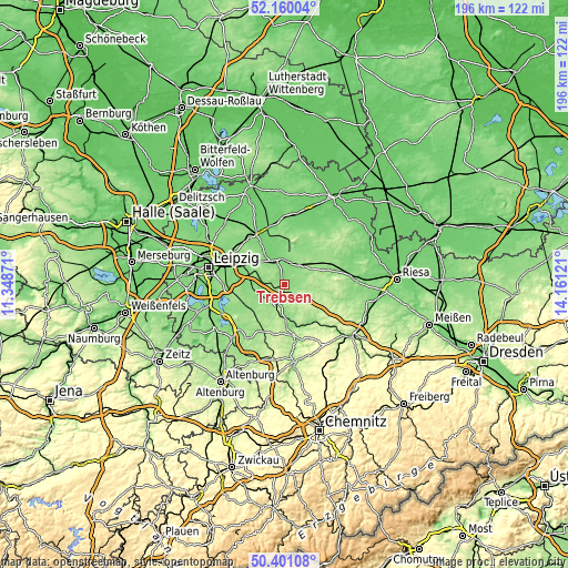 Topographic map of Trebsen