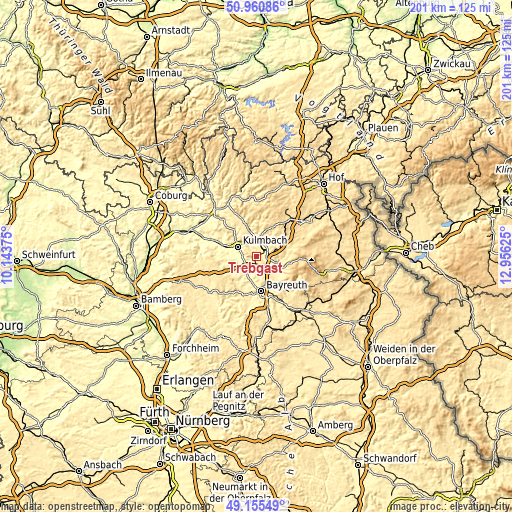 Topographic map of Trebgast