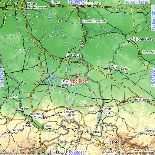 Topographic map of Trebendorf