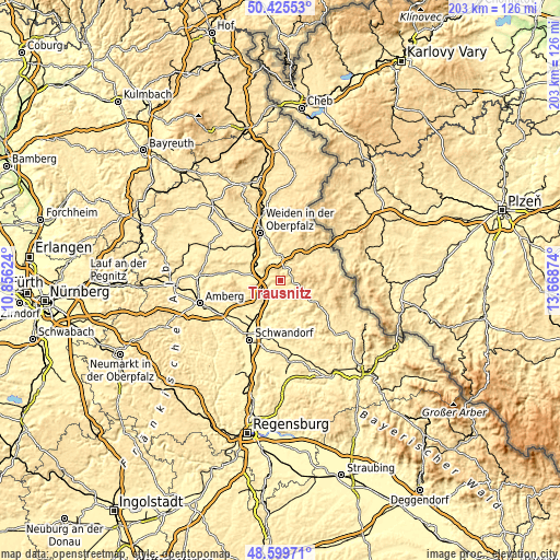 Topographic map of Trausnitz