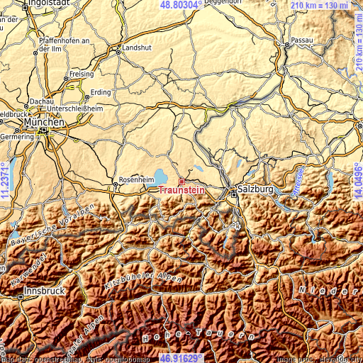 Topographic map of Traunstein