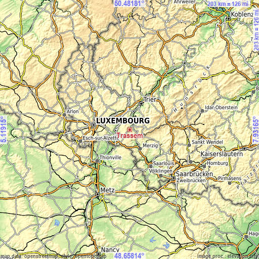 Topographic map of Trassem