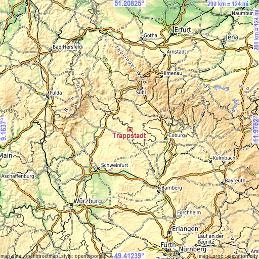 Topographic map of Trappstadt