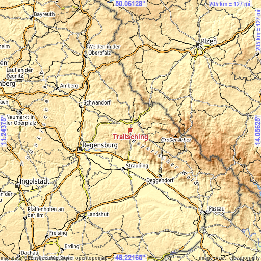 Topographic map of Traitsching