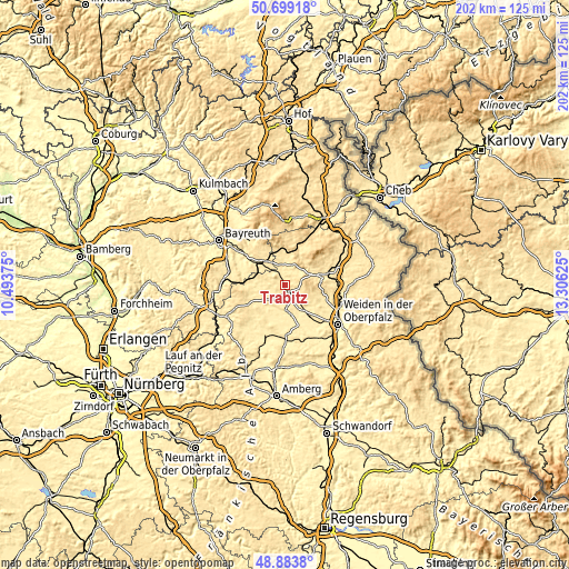 Topographic map of Trabitz