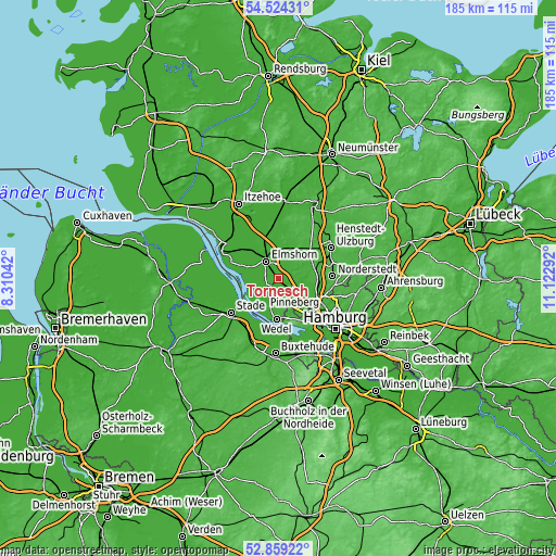 Topographic map of Tornesch