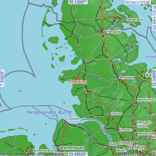 Topographic map of Tönning