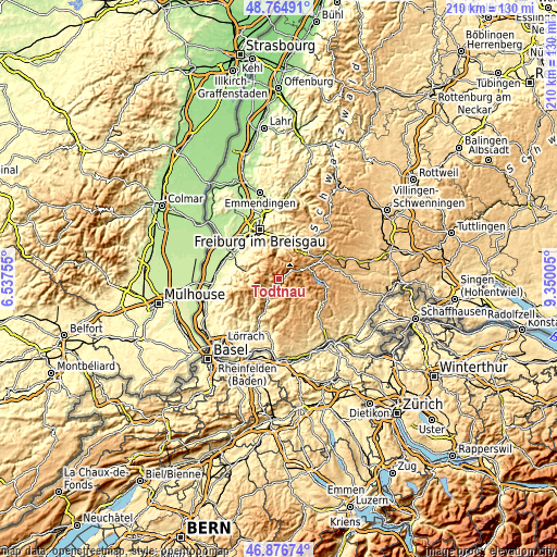 Topographic map of Todtnau