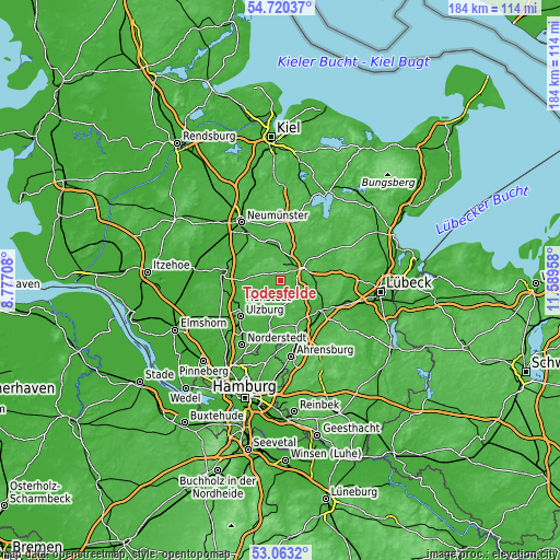 Topographic map of Todesfelde