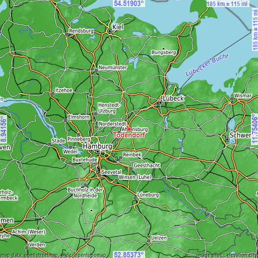 Topographic map of Todendorf