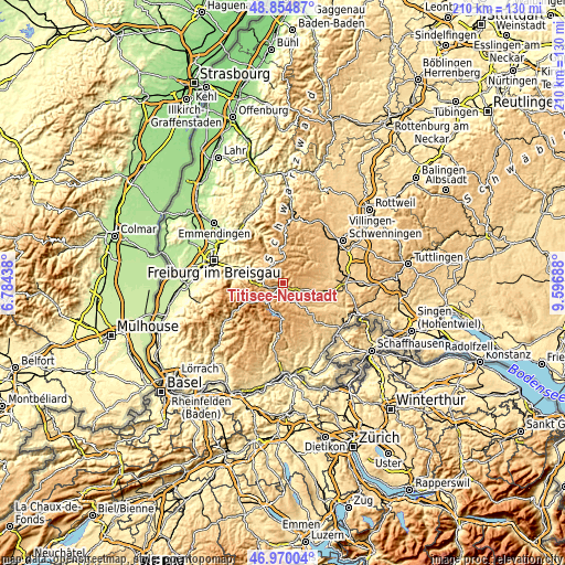 Topographic map of Titisee-Neustadt