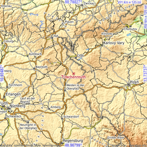 Topographic map of Tirschenreuth