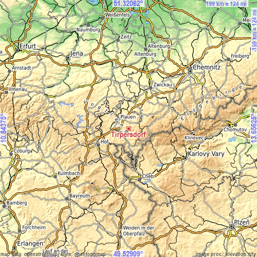 Topographic map of Tirpersdorf