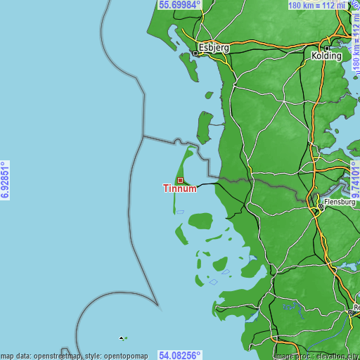 Topographic map of Tinnum