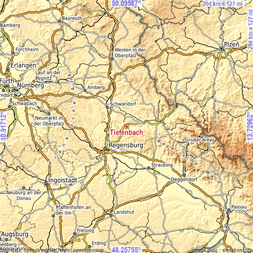 Topographic map of Tiefenbach